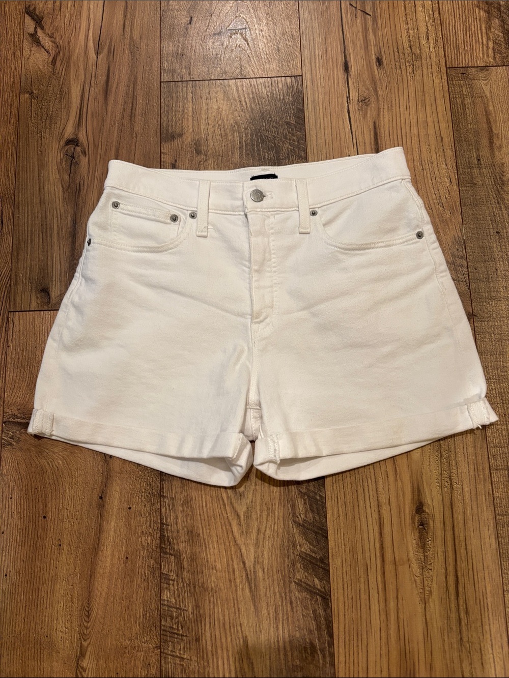 J.Crew White High-Rise Denim Shorts